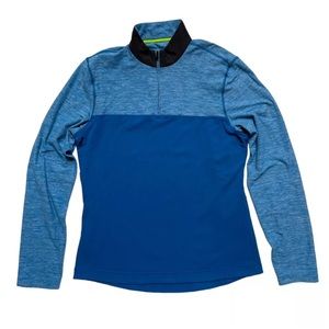 Lululemon Two Tone Blue Athletic 1/4 Zip Pullover Shirt Hidden Pocket Mens Sz M